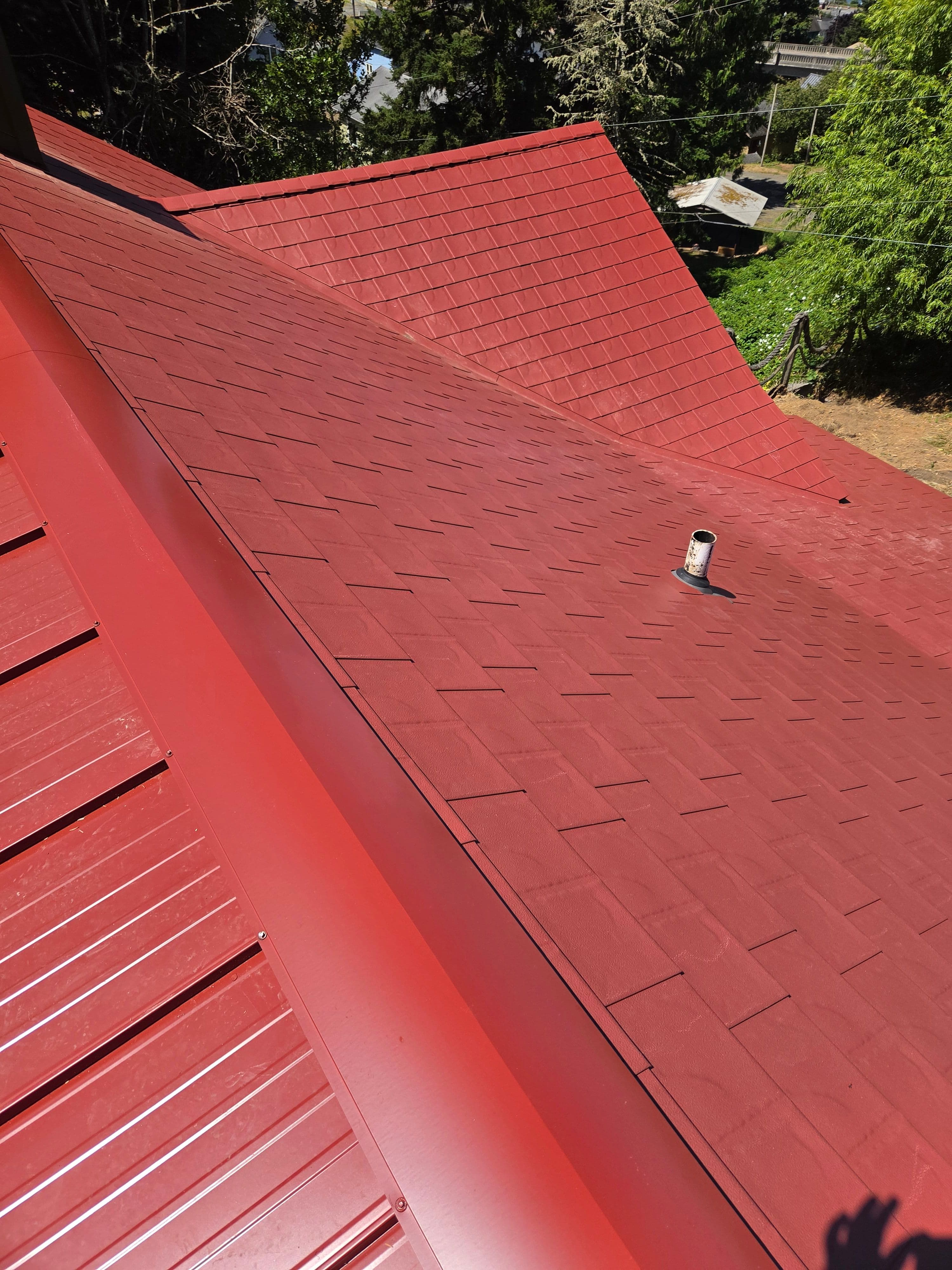 Project PermaLock Aluminum Roof Replacement with Bold Red Metal Panels image